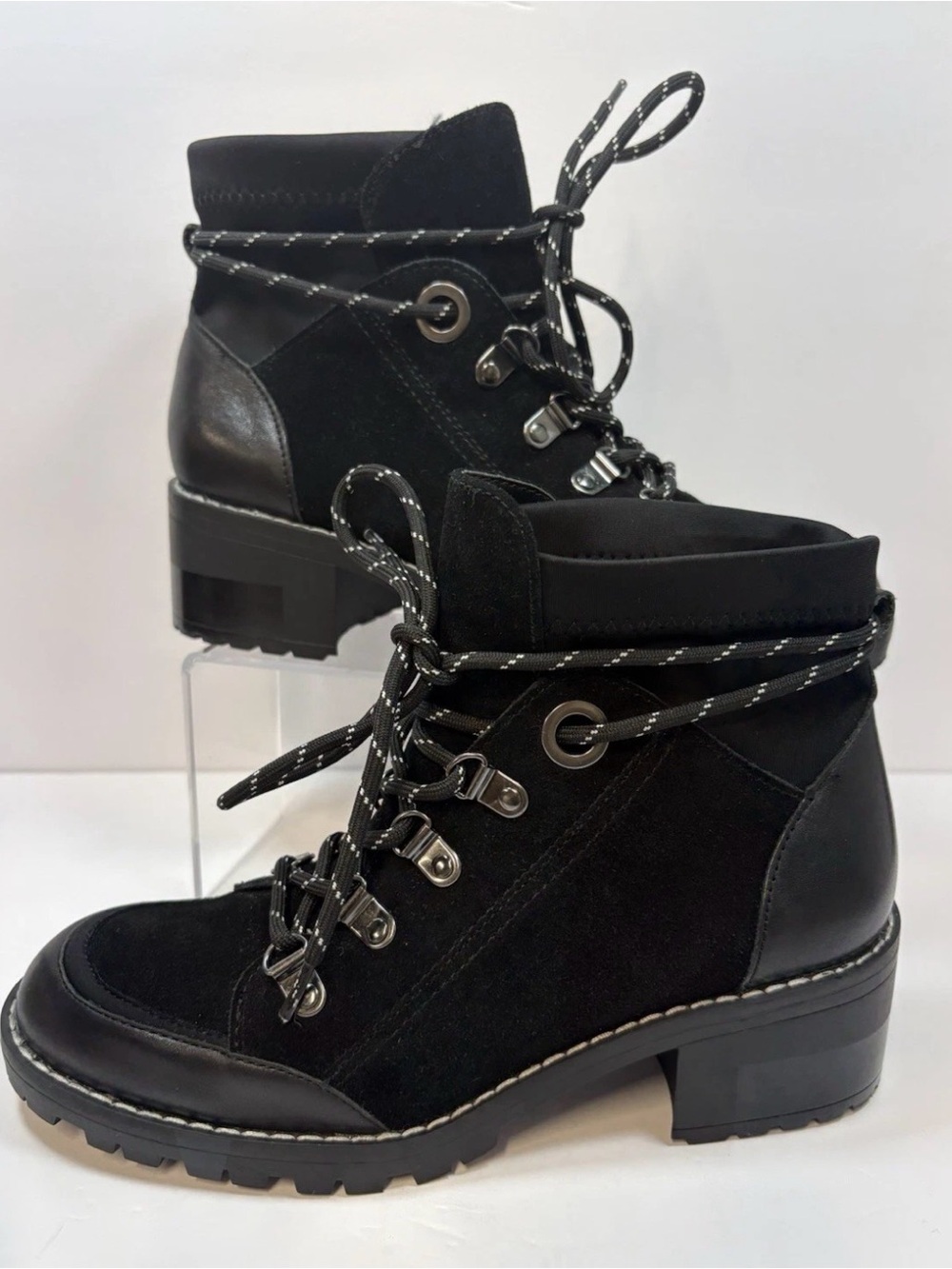 BCBG Black Lace-Up Combat Boots